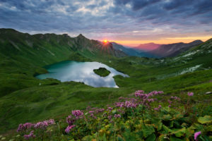 Germany, Bavaria, Schrecksee, lake, Alps, mountains, sun, back light, flowers, meadow, green, lake, 30, seconds, light, water, mood, mystical, magical, view, paradise, panorama, Germany, Bavaria, Schrecksee, lake, Alps, mountains, sun, back light, flowers, meadow, green, lake, 30, seconds, light, water, mood, mystical, magical, view, paradise, panorama,